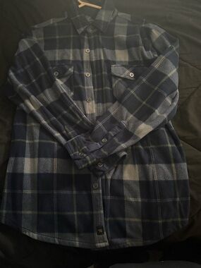 Men's Blue Plaid Button-Up Shirt